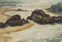 Resting At Waters Edge - Mid Century Seascape 