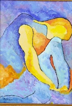 Resting Dancer Acrylic Painting on Artist Board, Signed, 6.5x9\"