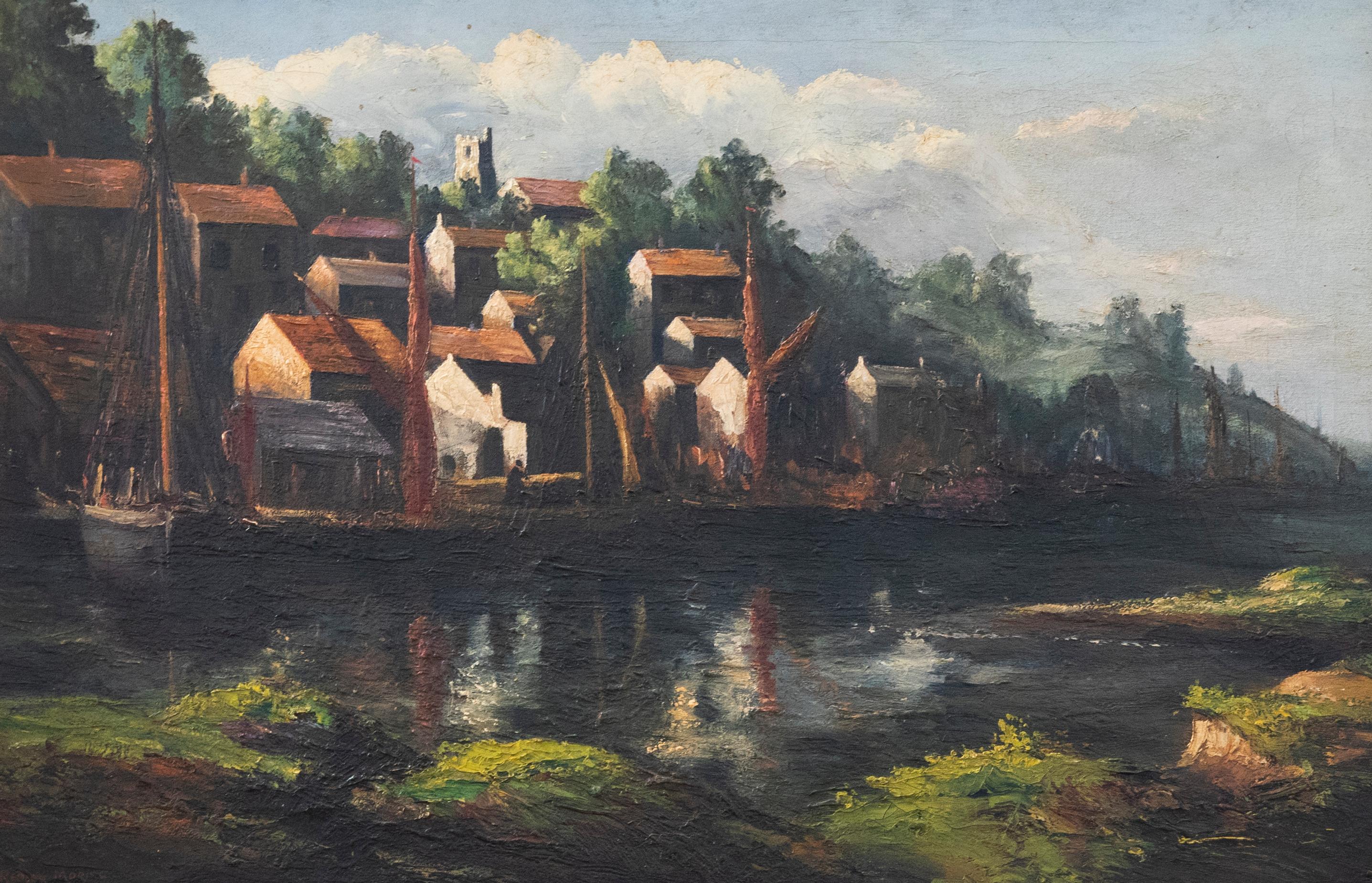 Reuben Moring - Framed Early 20th Century Oil, Leigh-on-Sea, Essex - Painting by Unknown