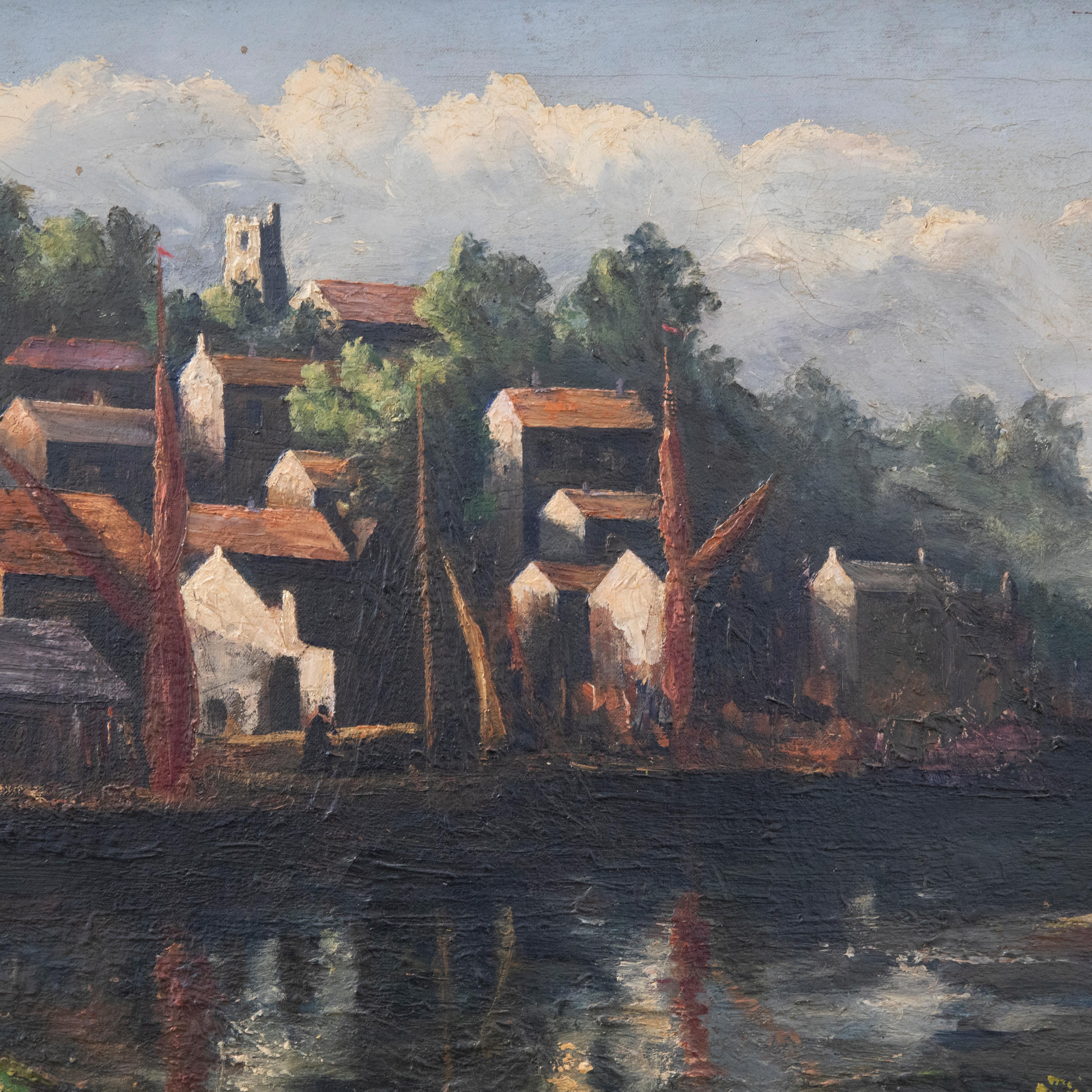 Reuben Moring - Framed Early 20th Century Oil, Leigh-on-Sea, Essex For Sale 1
