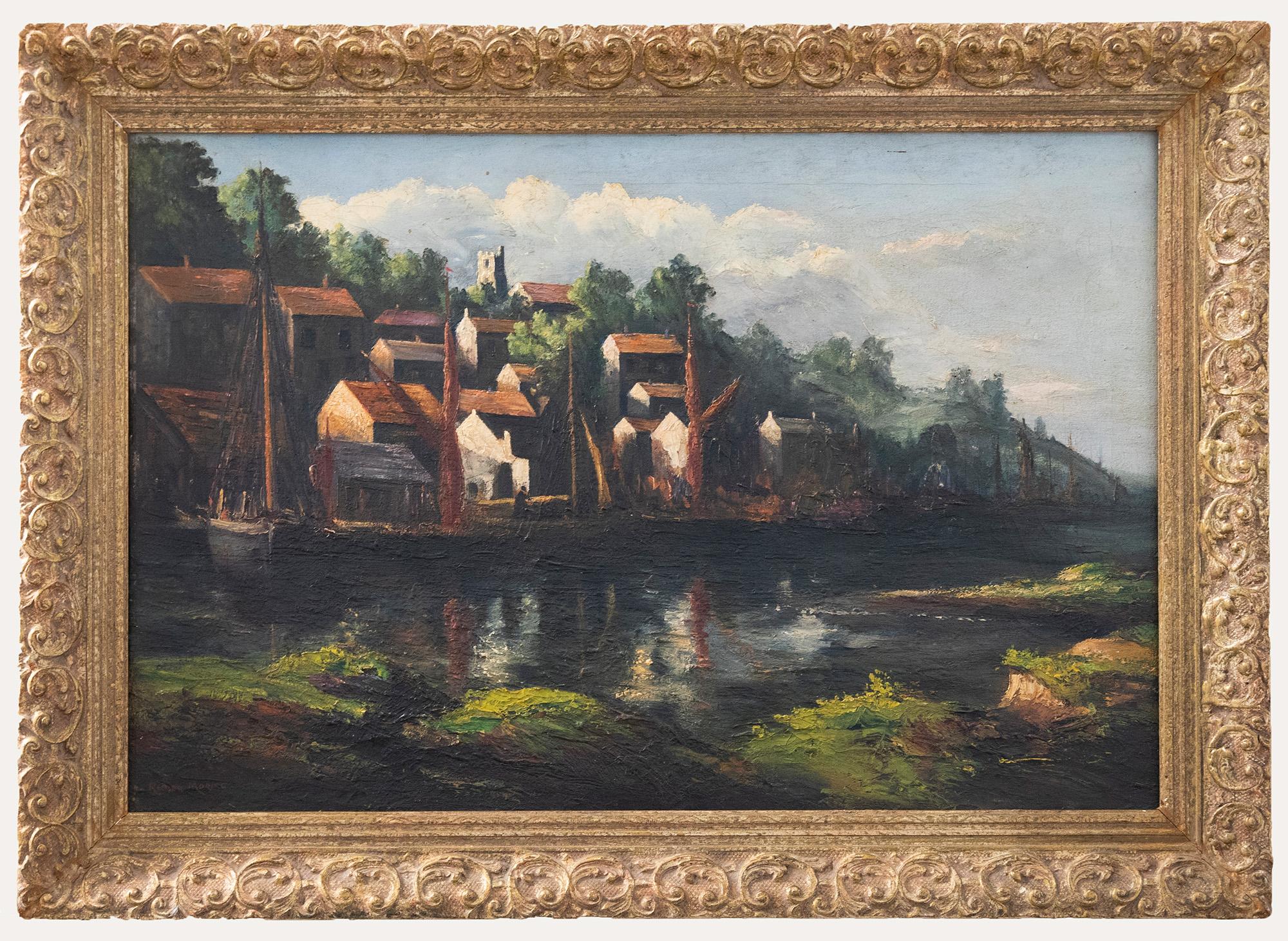 Unknown Figurative Painting - Reuben Moring - Framed Early 20th Century Oil, Leigh-on-Sea, Essex