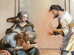Reverse glass painting depicting Samson and Delilah, 18th century, Venice (?)