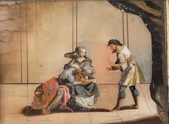 Reverse glass painting depicting Samson and Delilah, 18th century, Venice (?)