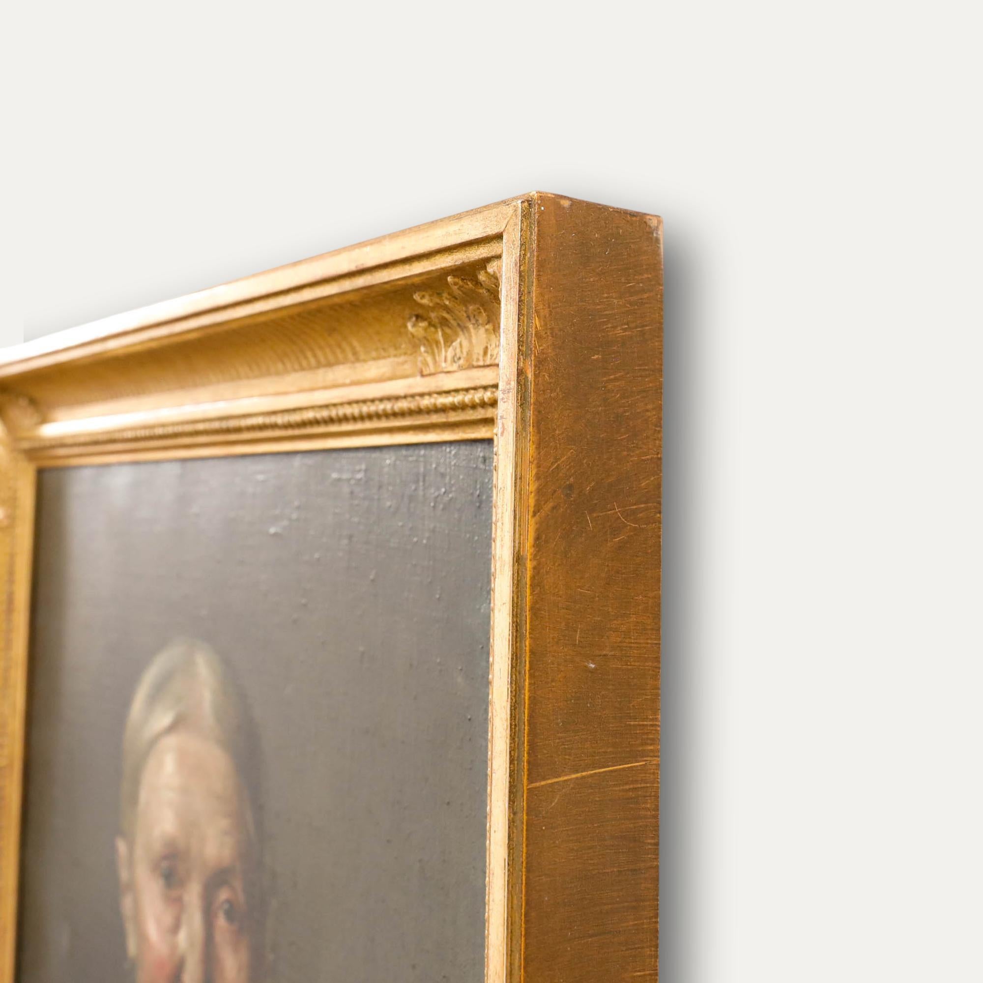 R.H - Gerahmtes Ölbildnis von 1884, Porträt einer älteren Dame im Angebot 1