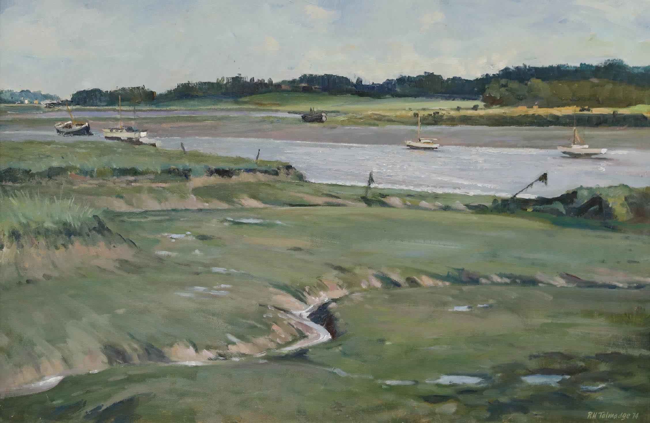 R.H. Talmadge - 1974 Olio, bassa marea, estuario del Deben - Painting di Unknown