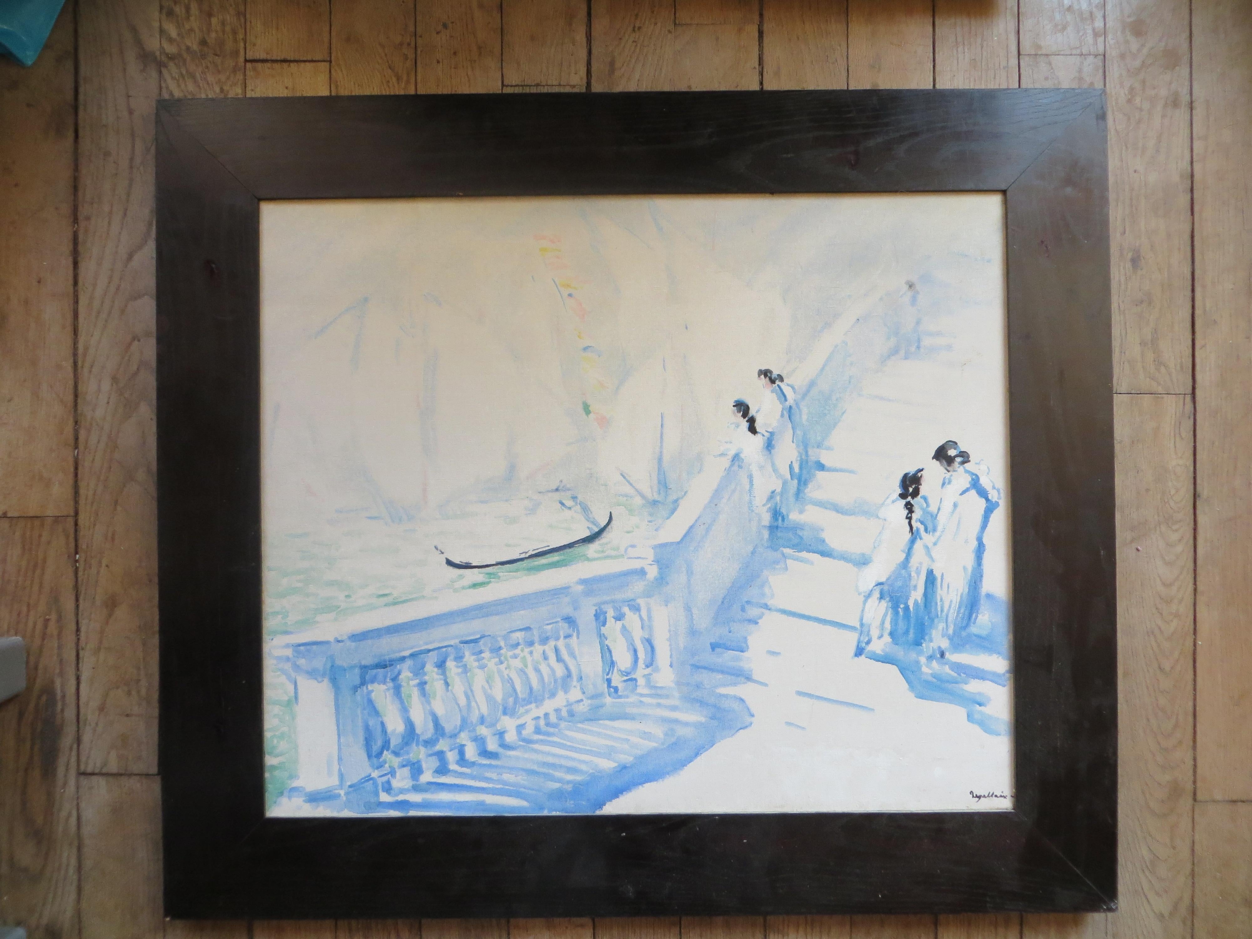 Le pont du Rialto à Venise par Louis Degallaix - Painting de Unknown