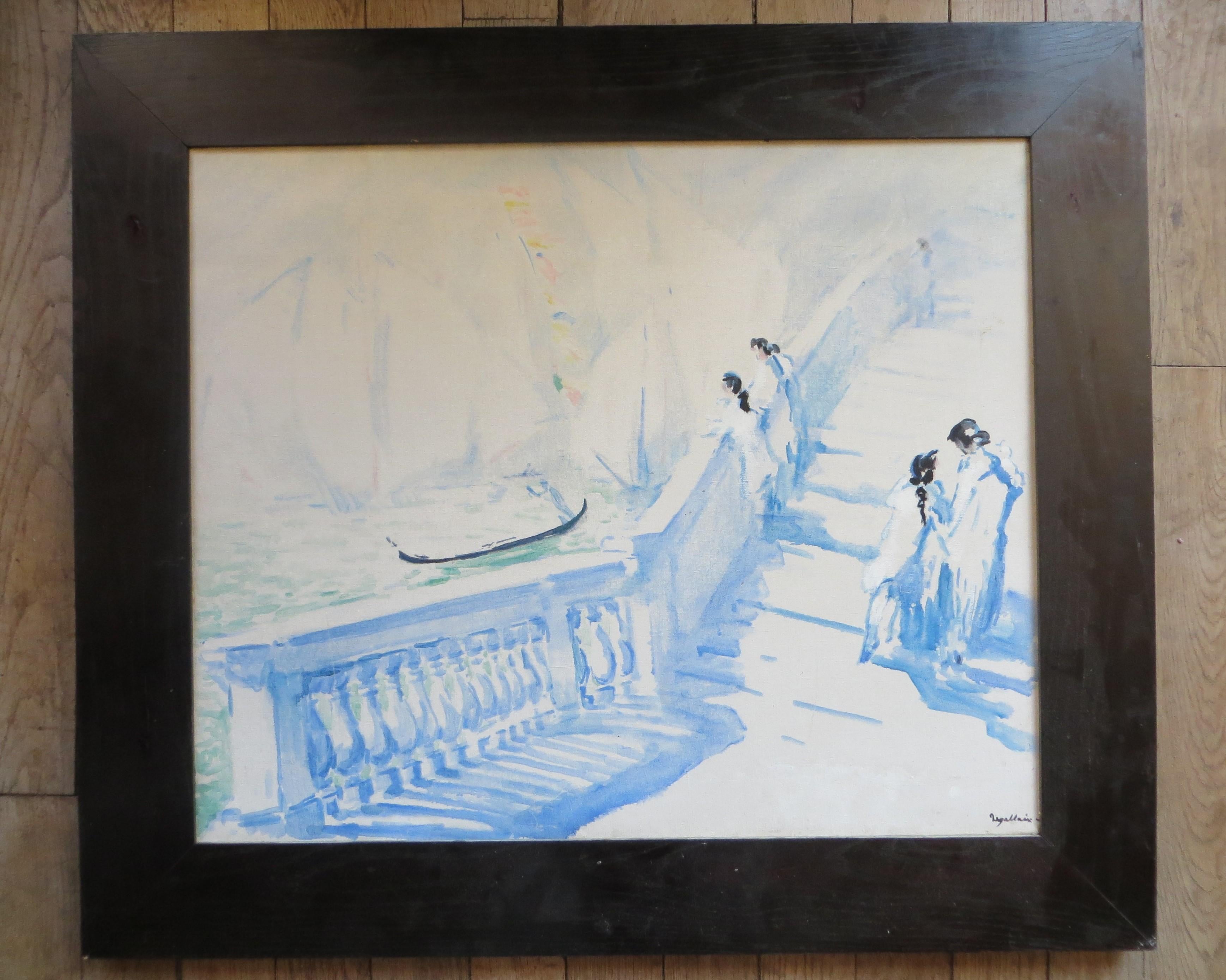 Figurative Painting Unknown - Le pont du Rialto à Venise par Louis Degallaix