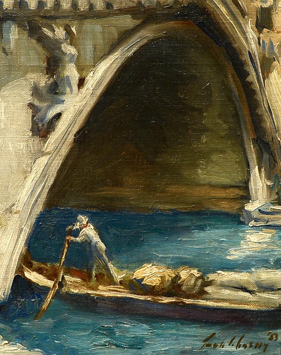 Unknown Landscape Painting - Rialto Bridge, Venice
