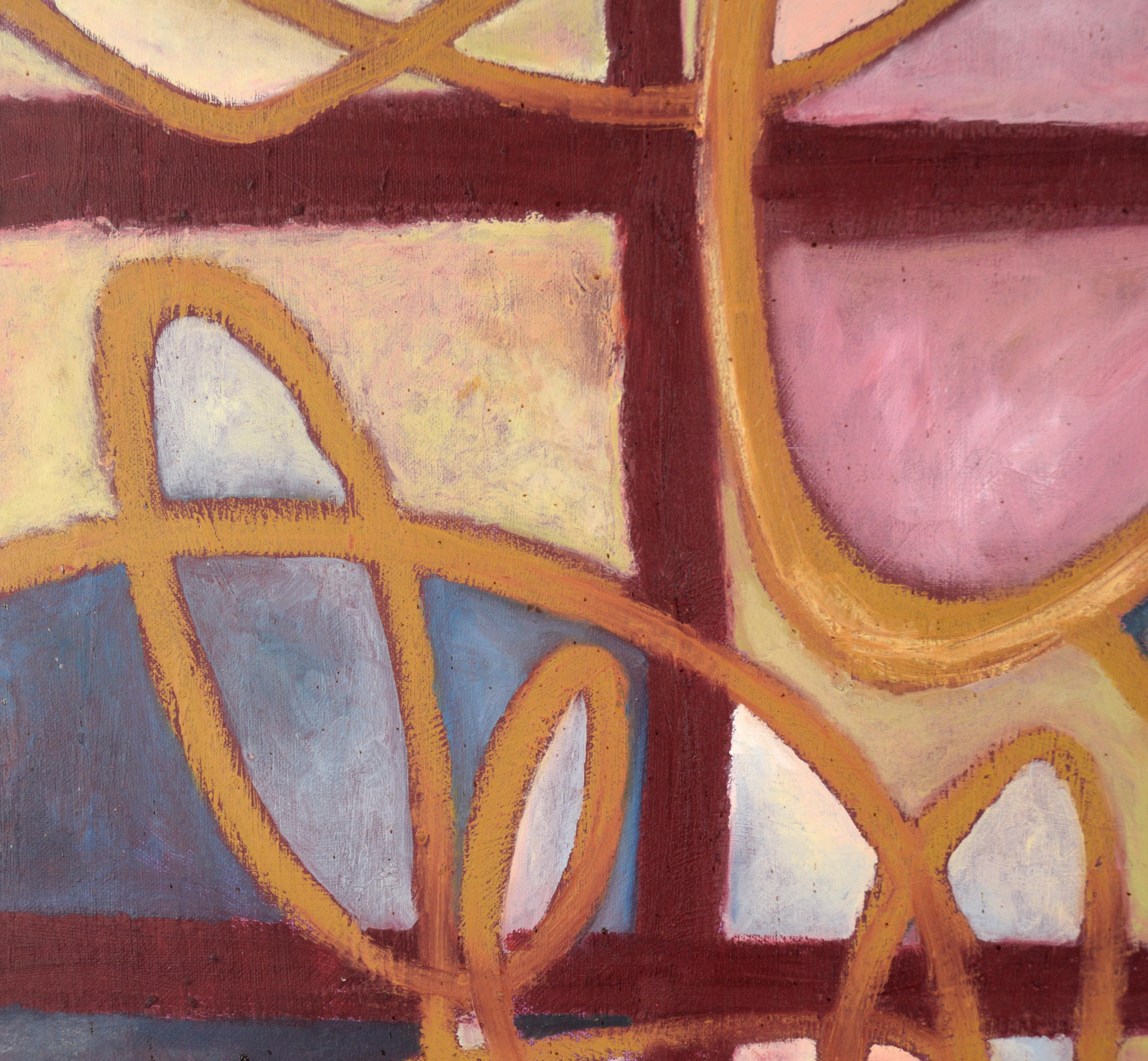 Nastri su una griglia - Composizione geometrica astratta - Abstract Painting Marrone di Unknown