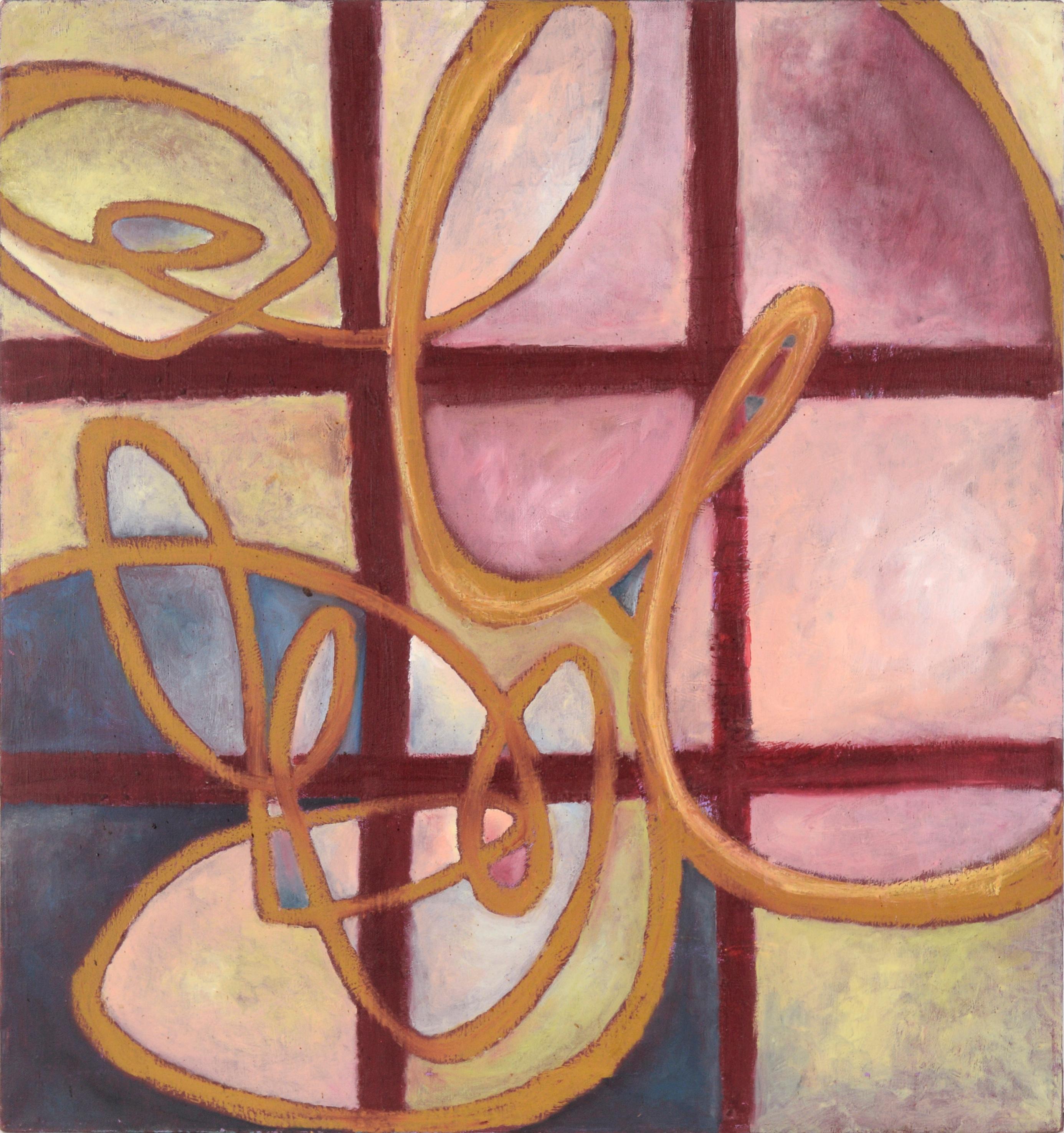 Unknown Abstract Painting - Ribbons on a Grid - Abstract Geometric Composition