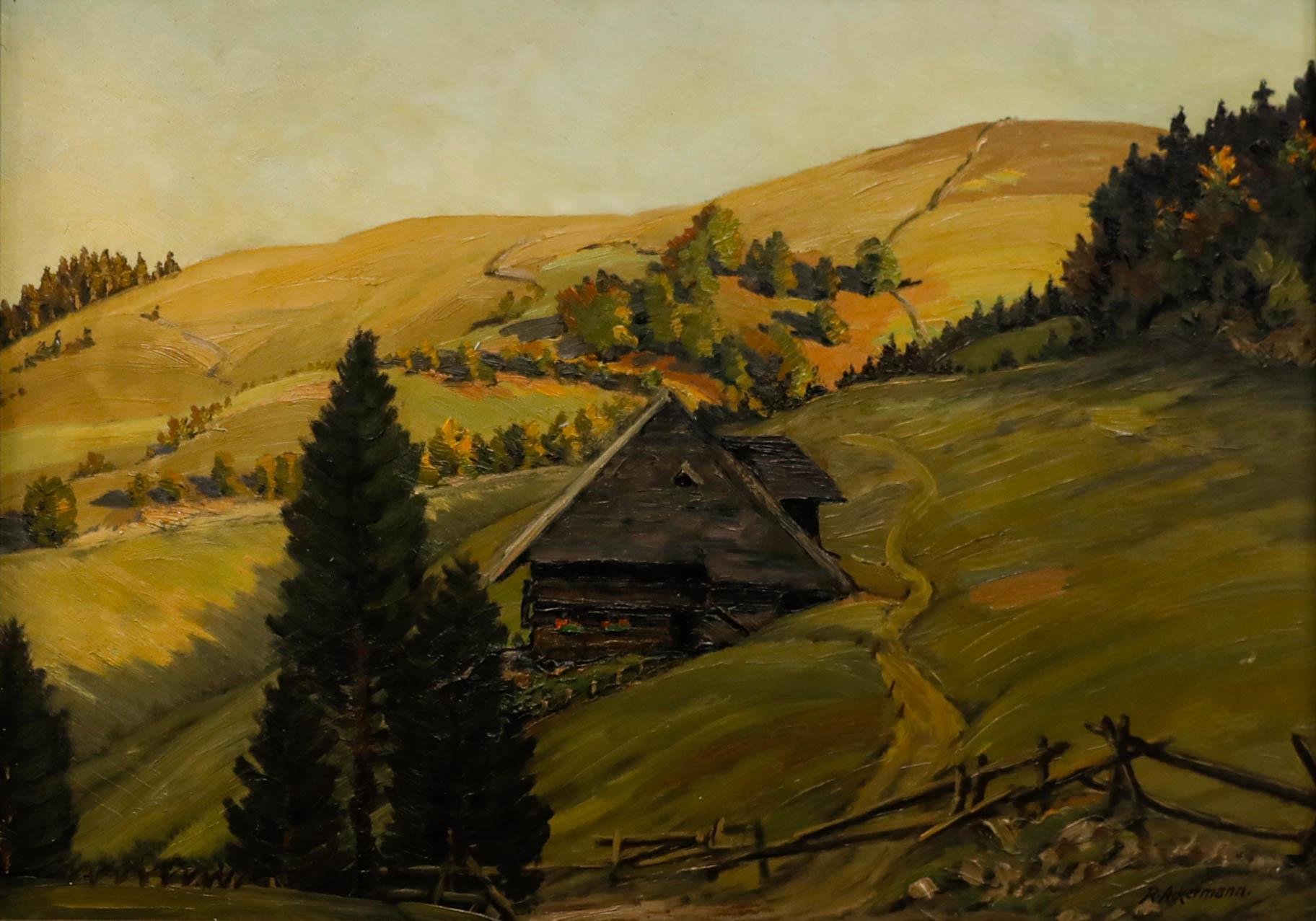 Richard Ackermann (1892-1968) - Framed Oil, Chalet in the German Alps - Painting by Unknown
