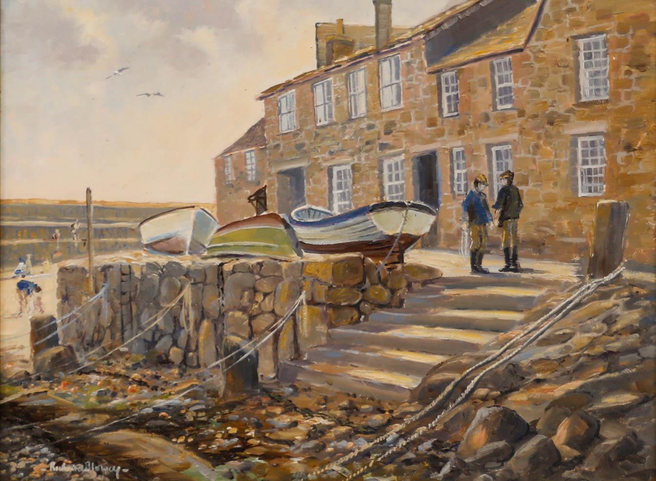 Richard Blowey (nato nel 1947) - Olio del XX secolo, Porto di Mousehole - Painting di Unknown