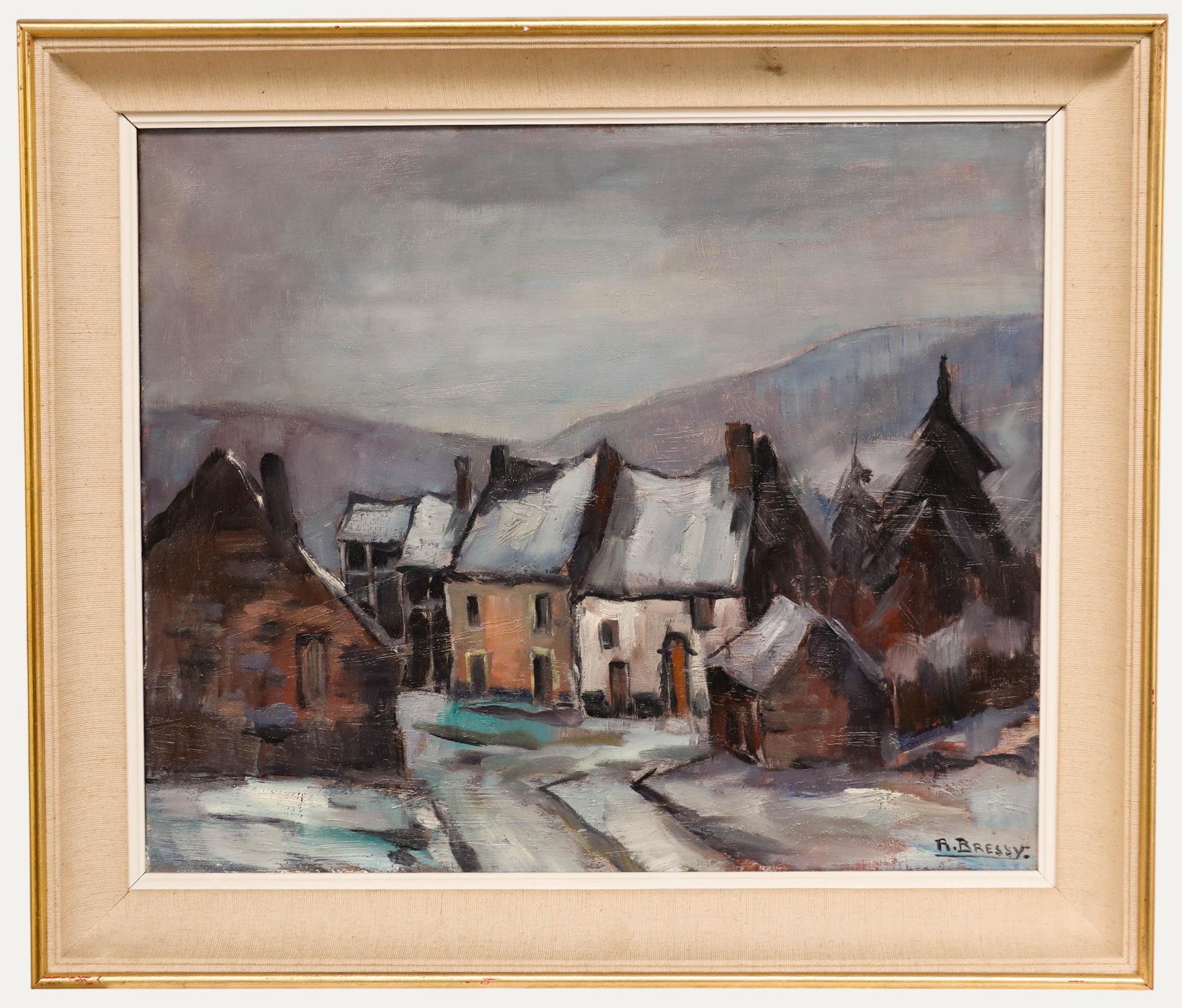 Landscape Painting Unknown - Richard Bressy (1906-1980) - Huile du milieu du 20e siècle, Thaw in the Ardennes