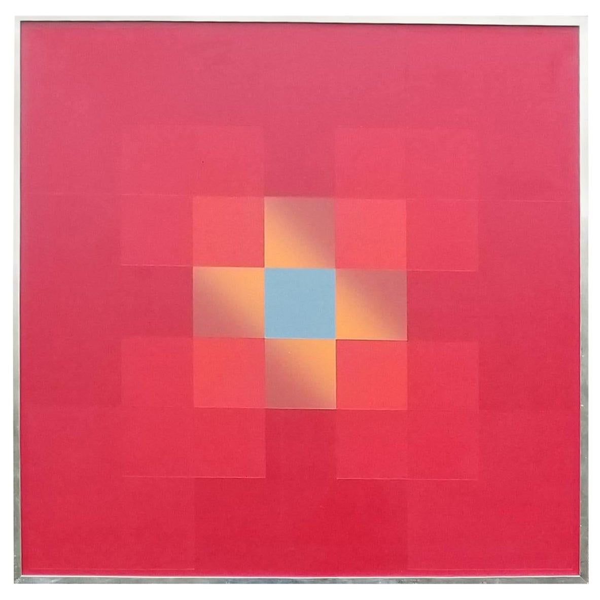 Unknown Abstract Painting - Richard Gubernick Hard Edge Painting on Canvas 1971