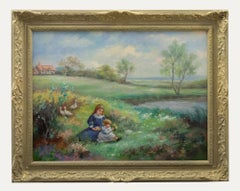 Vintage Richard Moore - 20th Century Oil, Picking Wildflowers