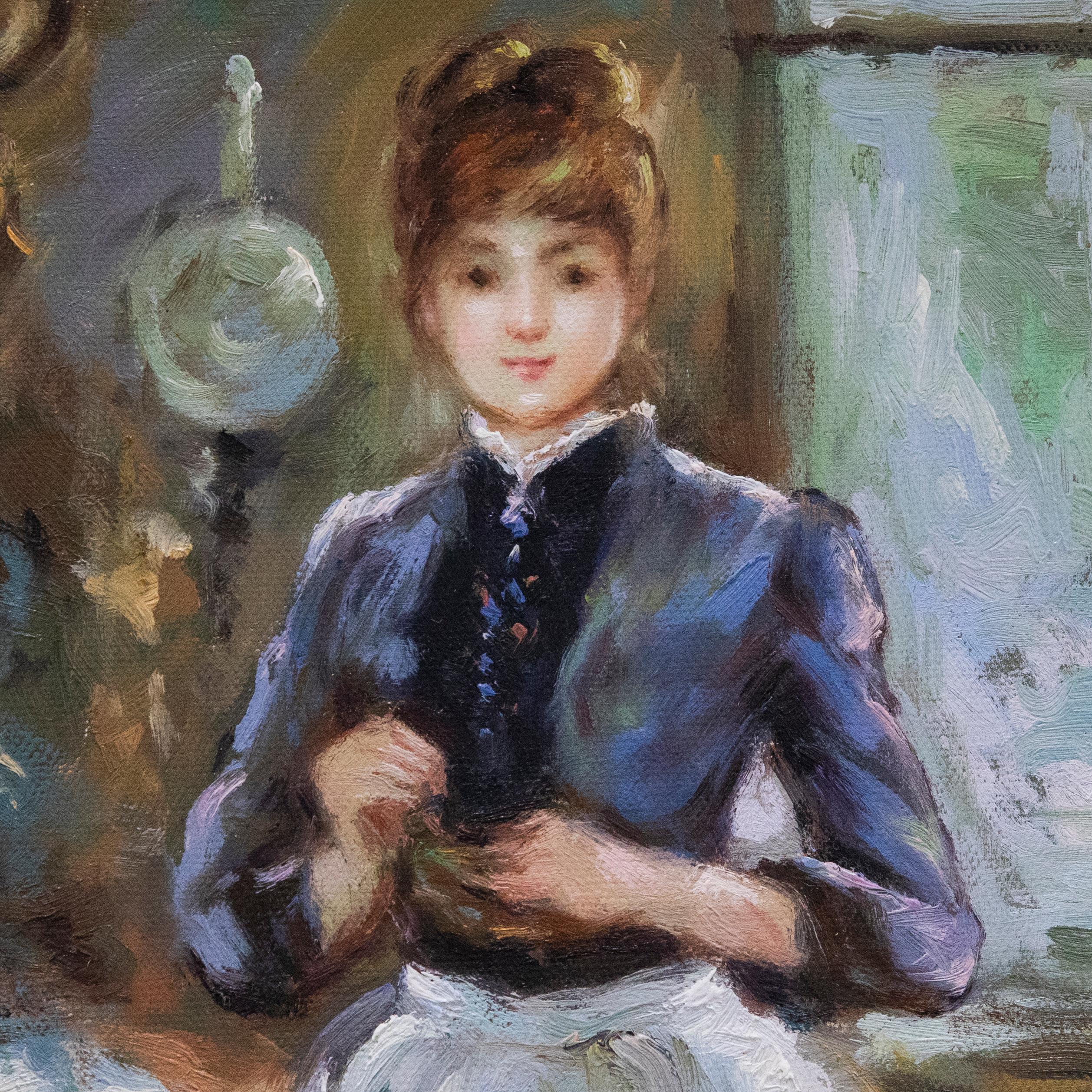 Richard Moore dopo Berthe Morisot - Olio del XX secolo incorniciato, Nella sala da pranzo 1