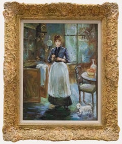 Richard Moore dopo Berthe Morisot - Olio del XX secolo incorniciato, Nella sala da pranzo