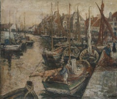 Richard Schreiber (1904-1963) - Mid 20th Century Oil, Breton Fishing Port