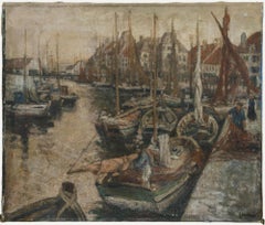 Richard Schreiber (1904-1963) - Mid 20th Century Oil, Breton Fishing Port