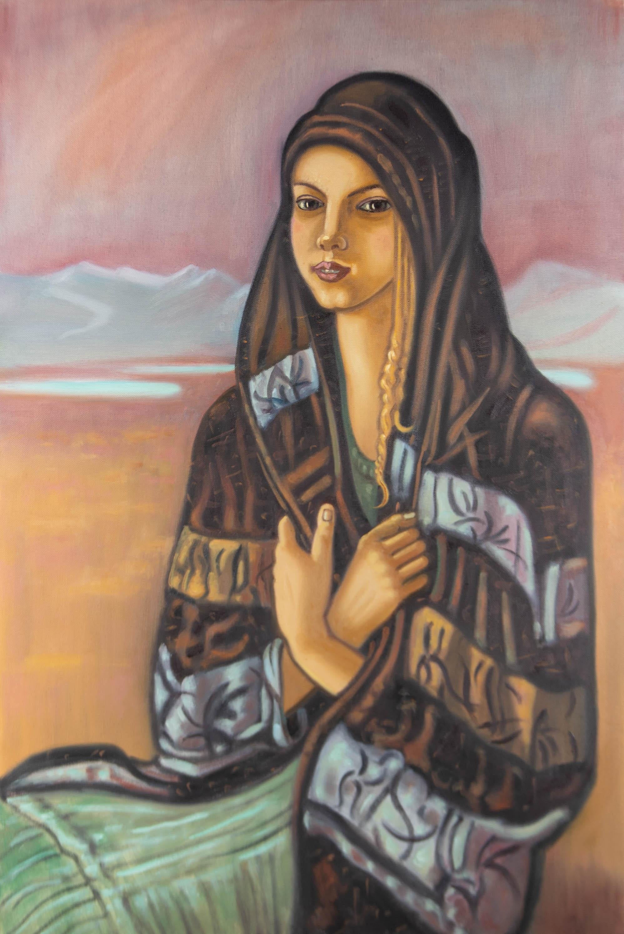 Unknown Portrait Painting - Richard Turneramon (1940-2013) - Signed 2007 Oil, Girl of the Desert