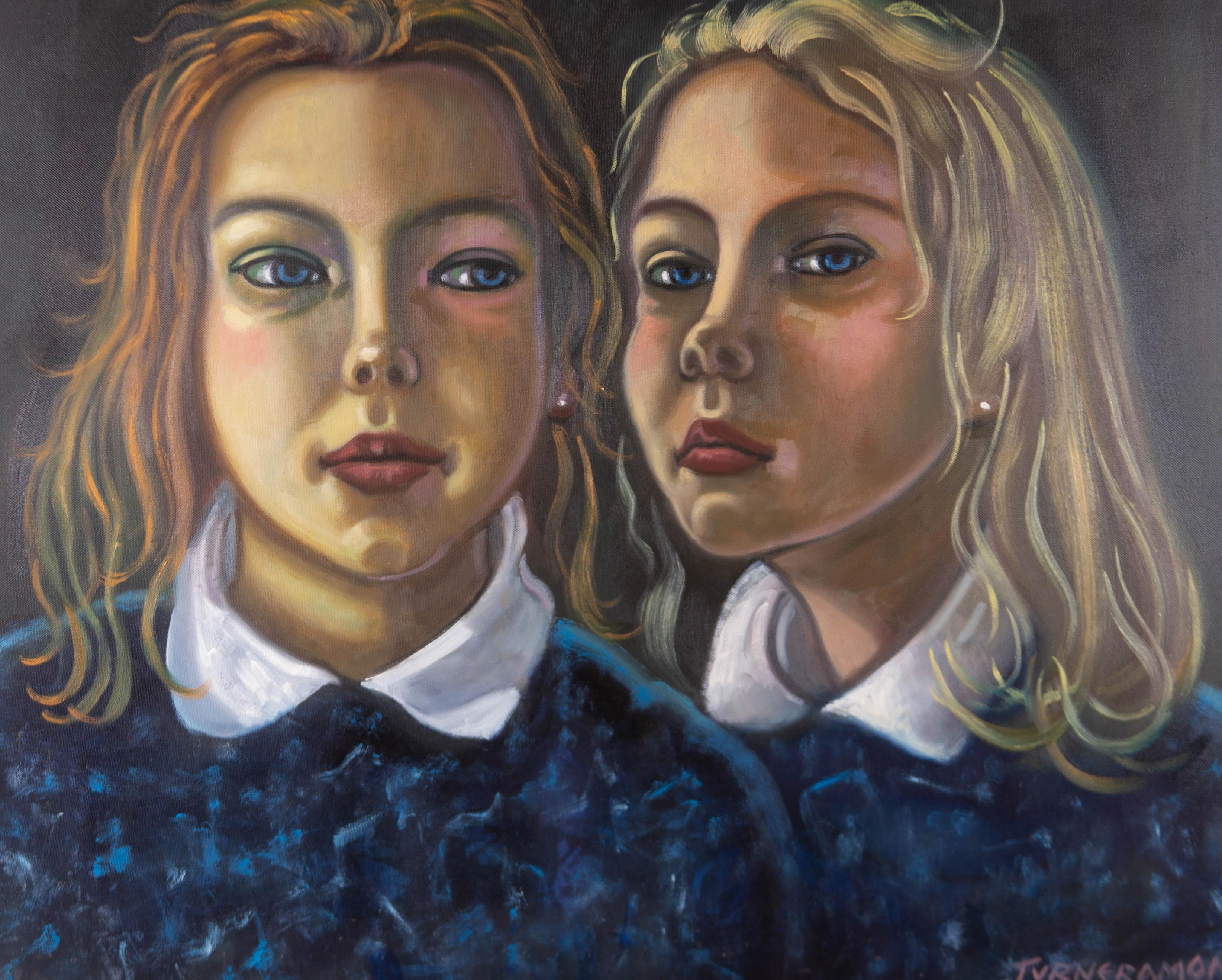 Richard Turneramon (1940-2013) - Signed c.2007 Oil, The Twins - Black Portrait Painting by Unknown