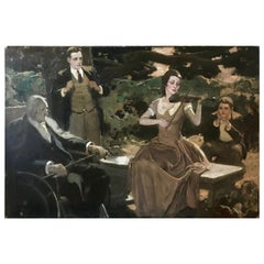 Rico Tomaso, "Woman Playing Violin, Men Enthralled"