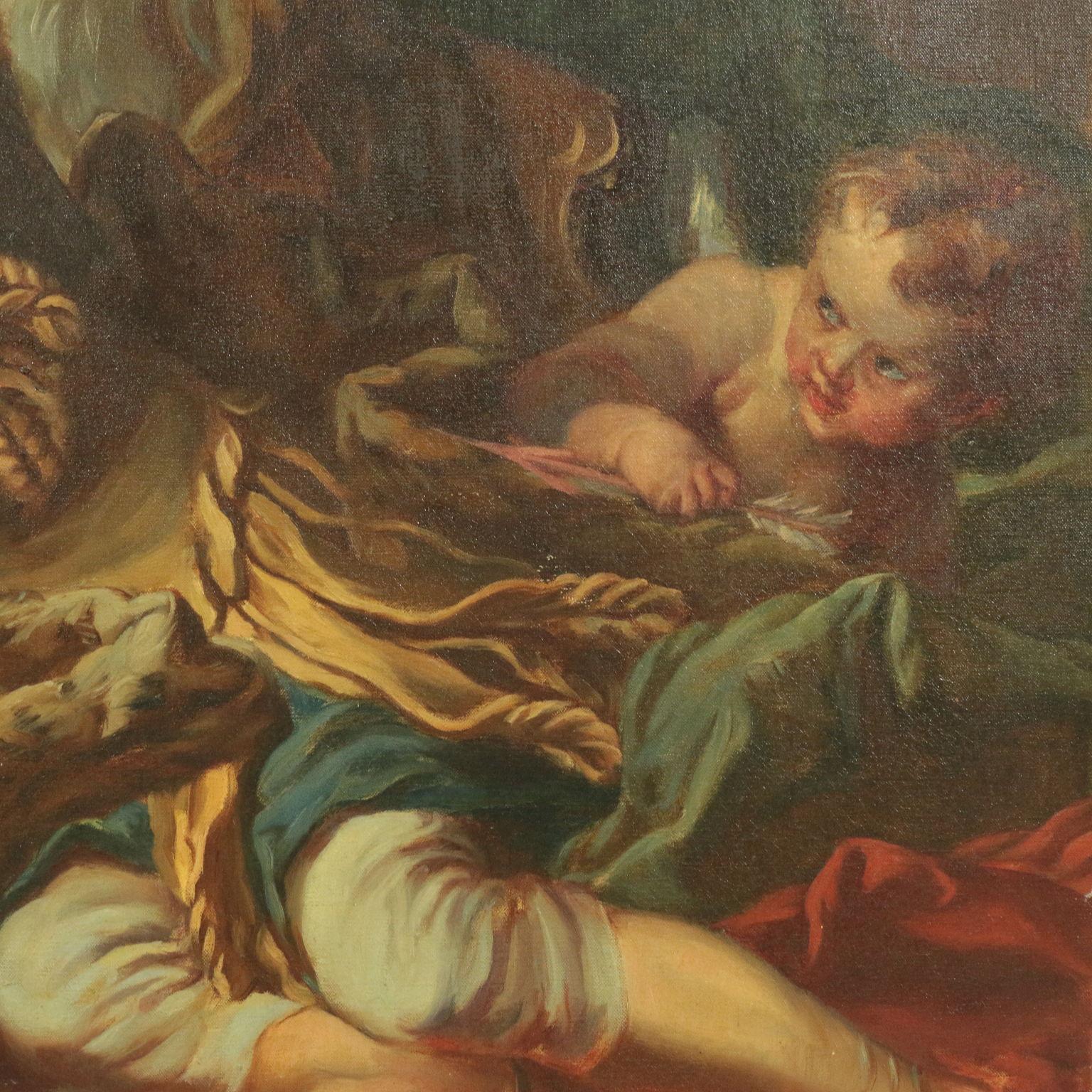 Rinaldo And Armida Oil On Canvas Late '800 Early '900, Copy From François Bouche - Brown Figurative Painting by Unknown