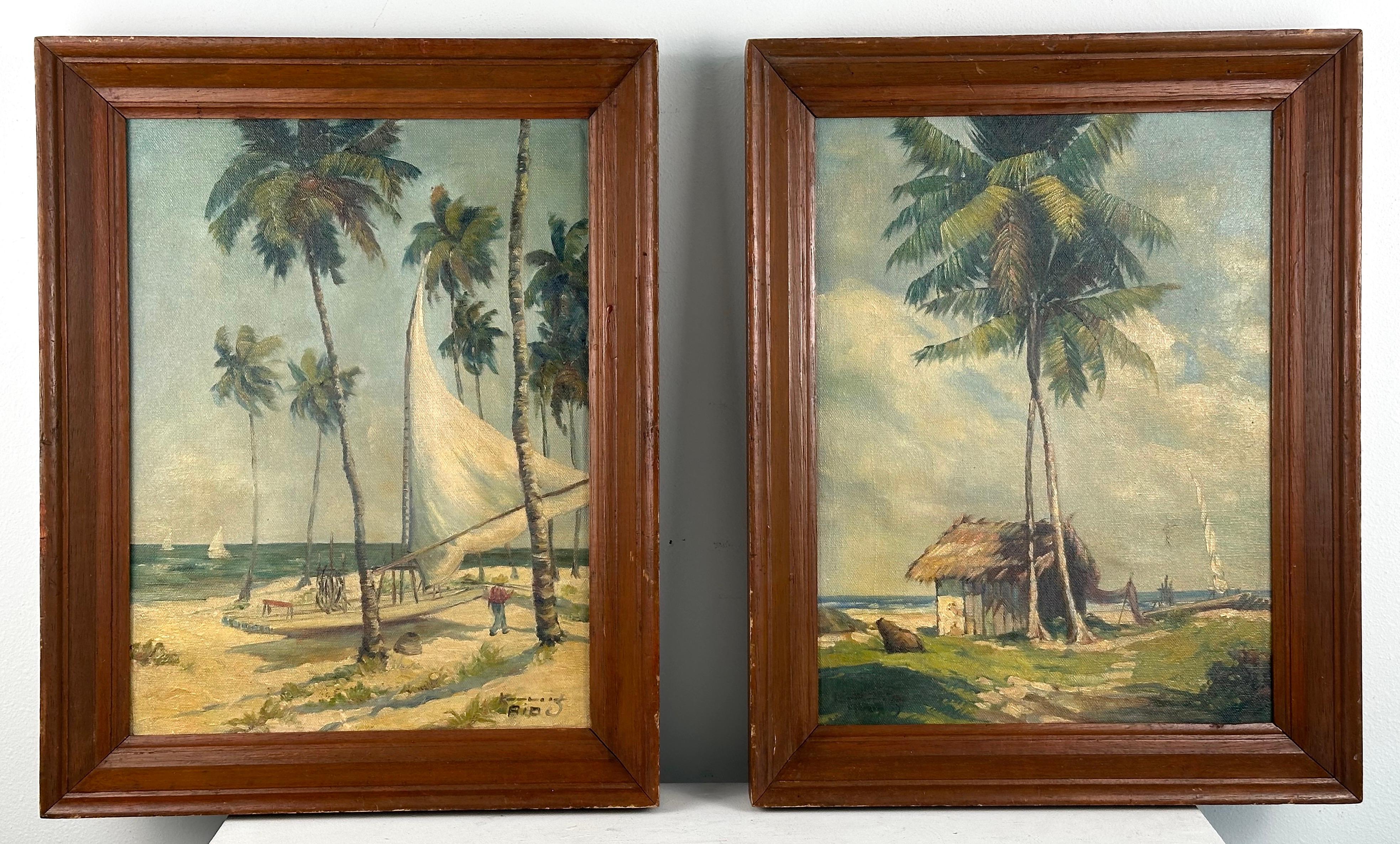Landscape Painting Unknown - Rio de Janeiro Brésil Plage Paysage marin Paire