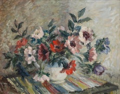 Rita Busby - 20th Century Oil, Vase of Anemones