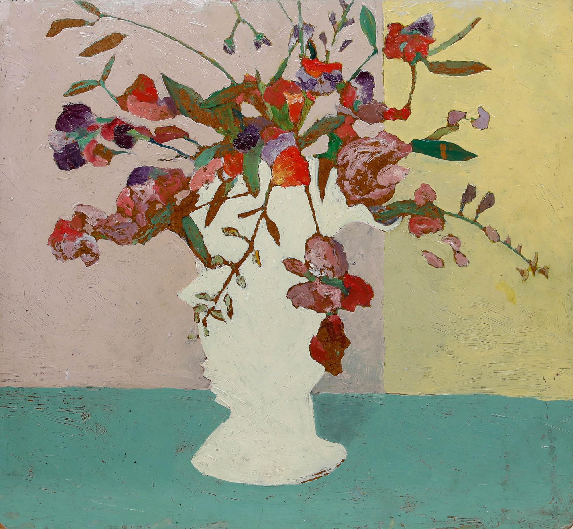 Rita Montandon - Französische Schule Mitte des 20. Jahrhunderts Öl, Rosa Blumen in Porzellan – Painting von Unknown