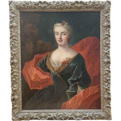 Ritratto di Dama in Abito Blu Scuola Francese XVIII Secolo