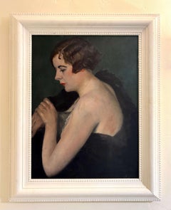 Ritratto di Elegante Art Deco Scuola Francese Monogrammato EB e datato 1931