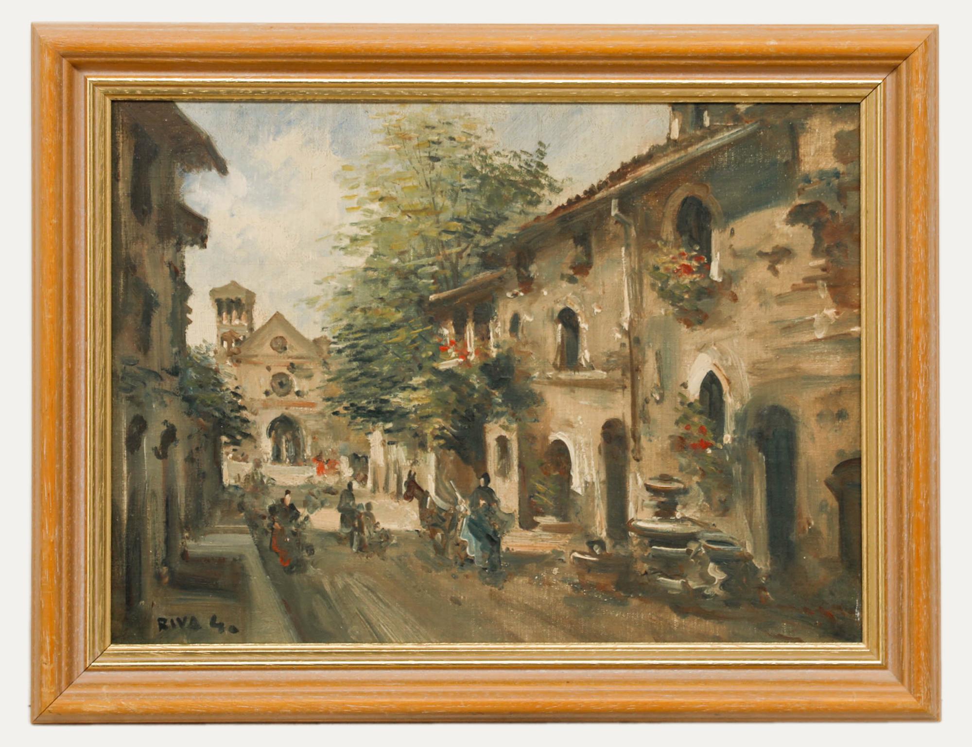Riva – Spanische Schule  1940 Öl, Spanische Straße im Sommer