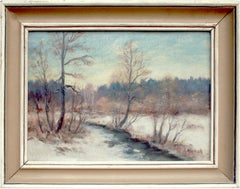 Winterlandschaft der 1970er Jahre – Fluss im Schnee