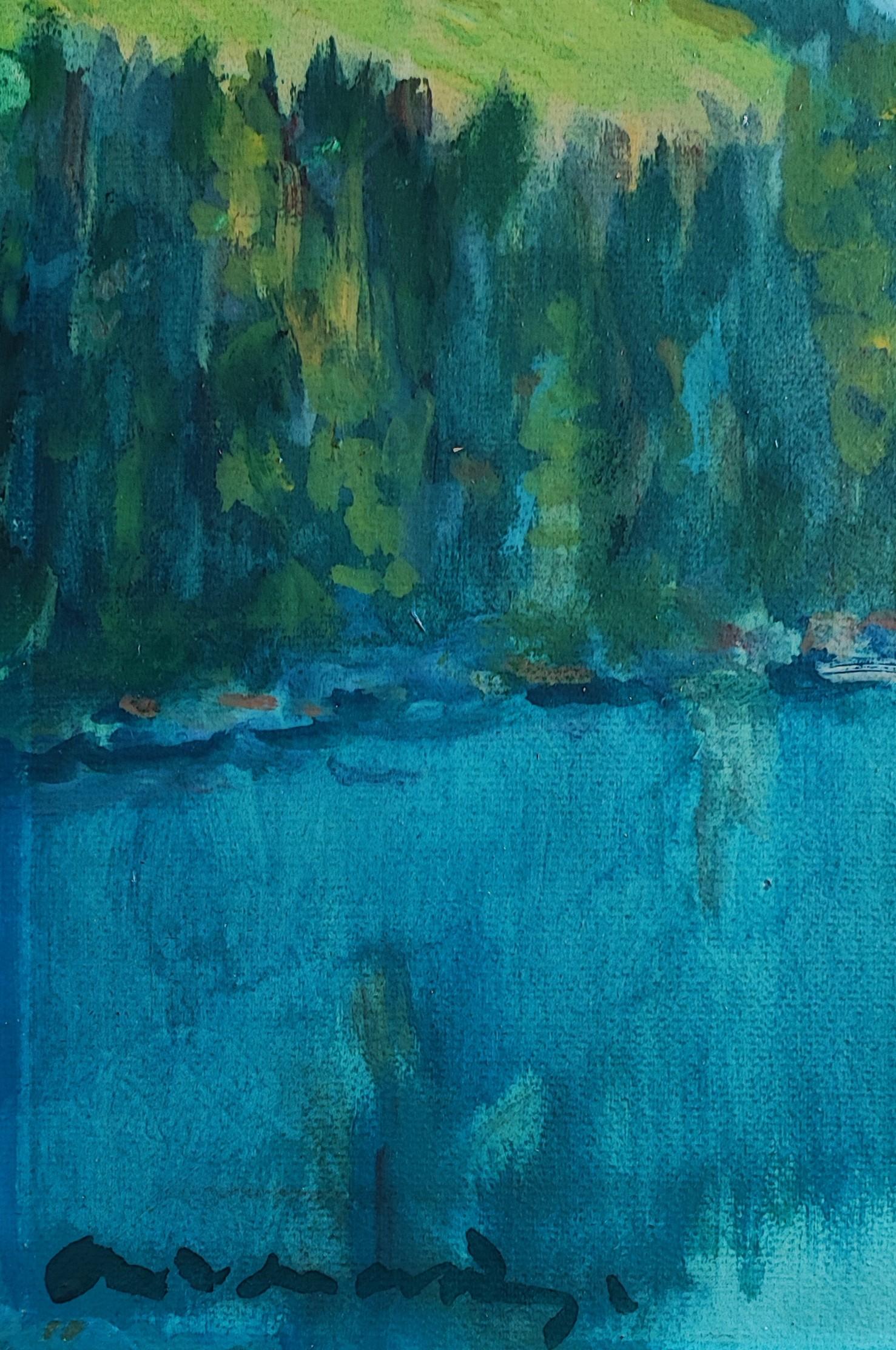 Paesaggio fluviale - Landscape Painting Blu di Unknown