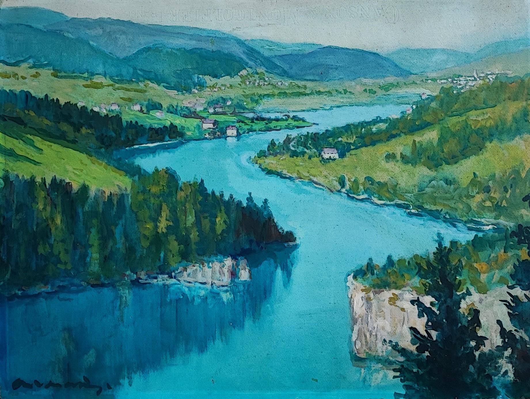 Landscape Painting di Unknown - Paesaggio fluviale