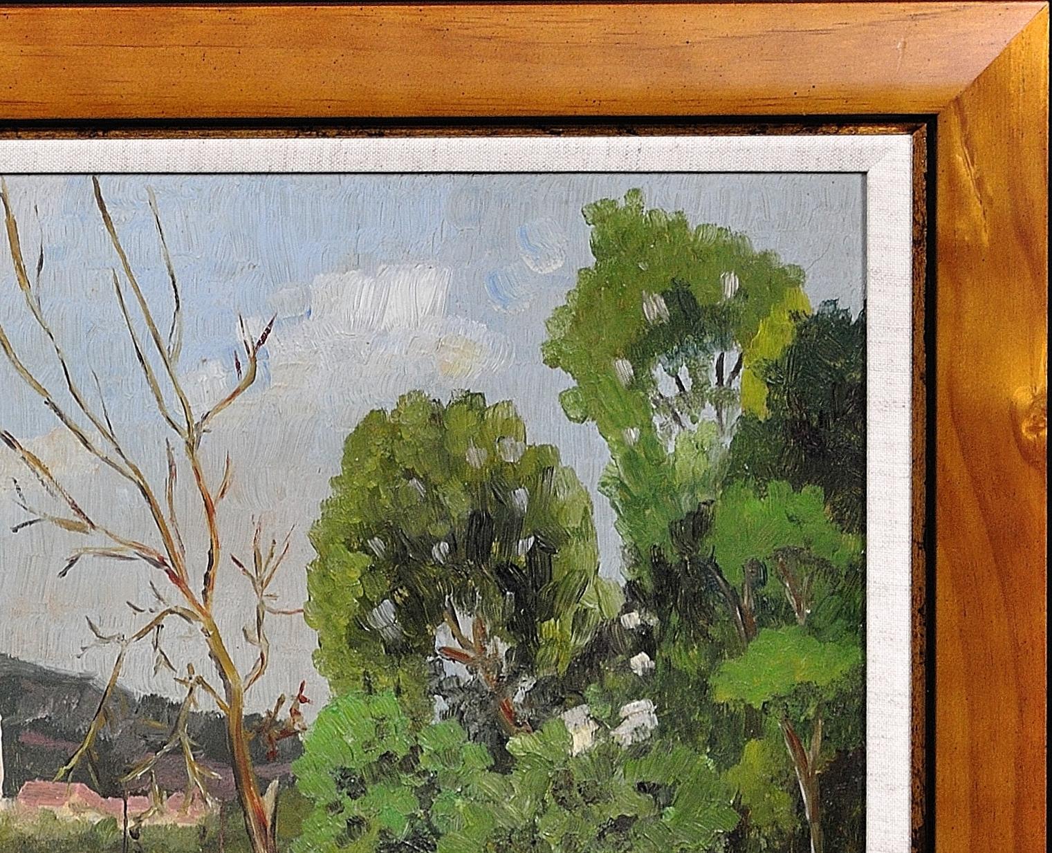 River Landscape – Mid 20th Century Oil Painting. Signed Ivor Davies, Dated 1961. For Sale 3