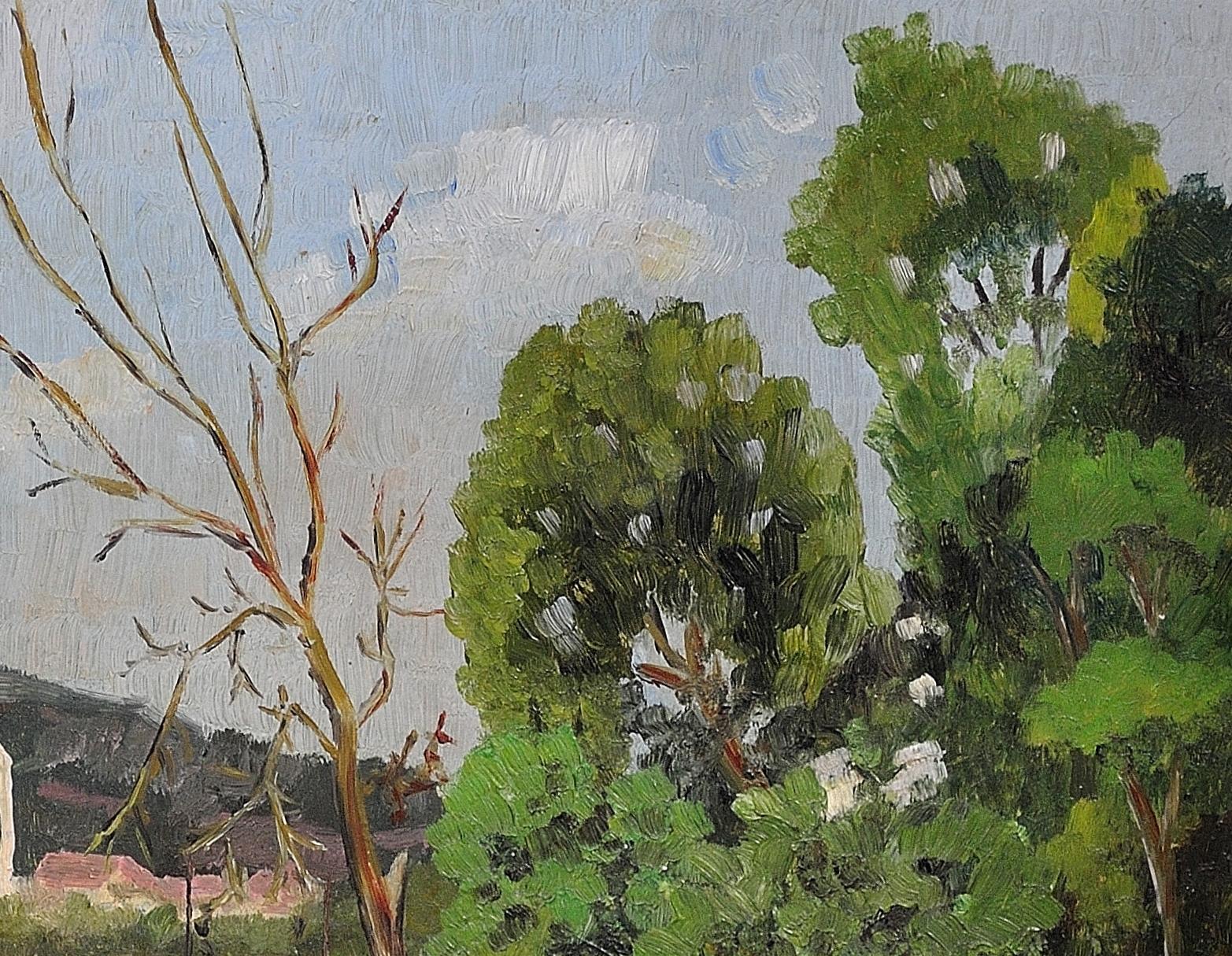 River Landscape – Mid 20th Century Oil Painting. Signed Ivor Davies, Dated 1961. For Sale 5