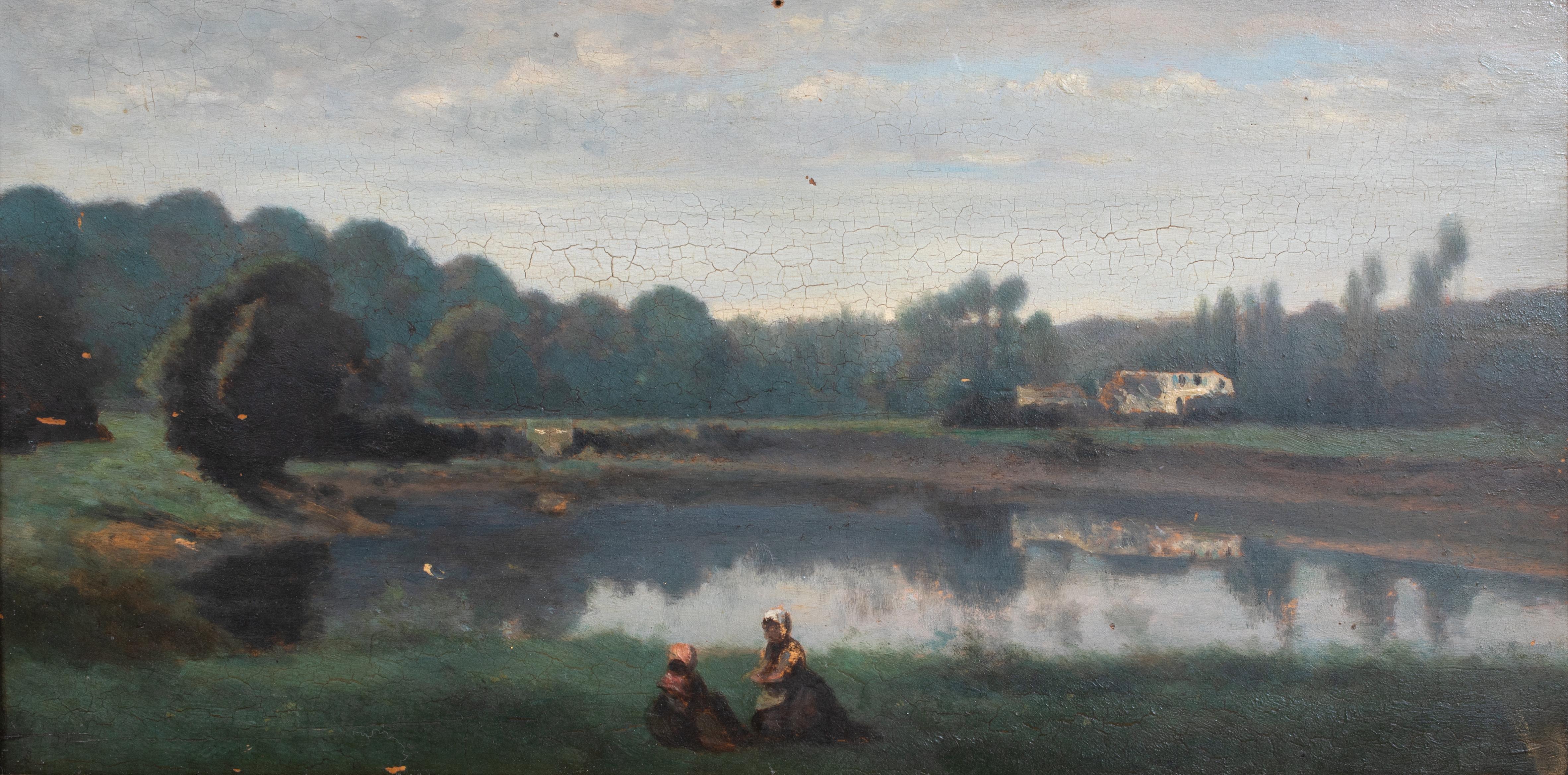 River Landscape Sketch, 19th Century  Jean-Baptiste-Camille Corot (1796-1875) - Painting by Unknown