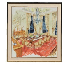 Vintage River Oaks Home Interior Painting of a Dining Room