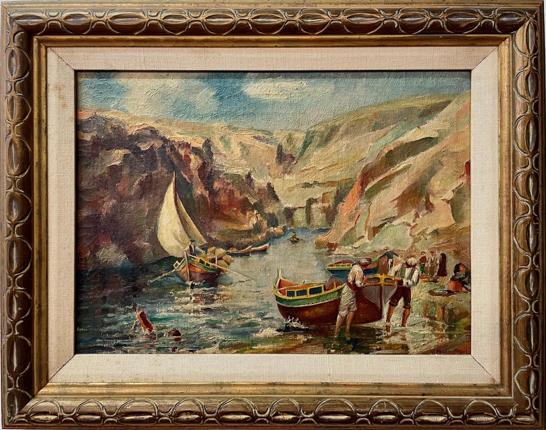Unknown Figurative Painting – Flusspassage in der Levante