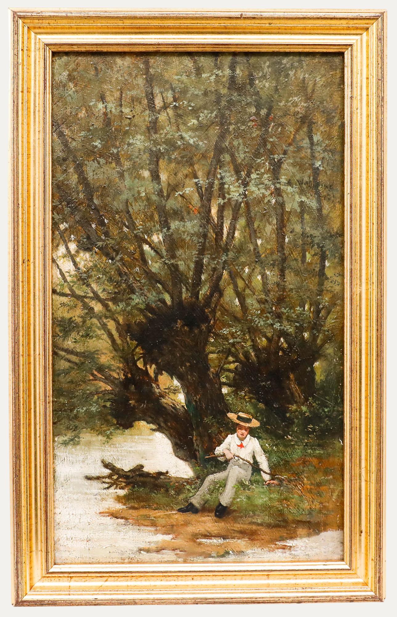 Unknown Landscape Painting - Robert Arthur (1850-1914) - Late 19th Century Oil, Boy Beside the River