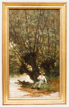 Robert Arthur (1850-1914) - Late 19th Century Oil, Boy Beside the River
