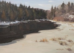 Robert Boucher (né en 1942) - Huile du 20e siècle, rivière en hiver