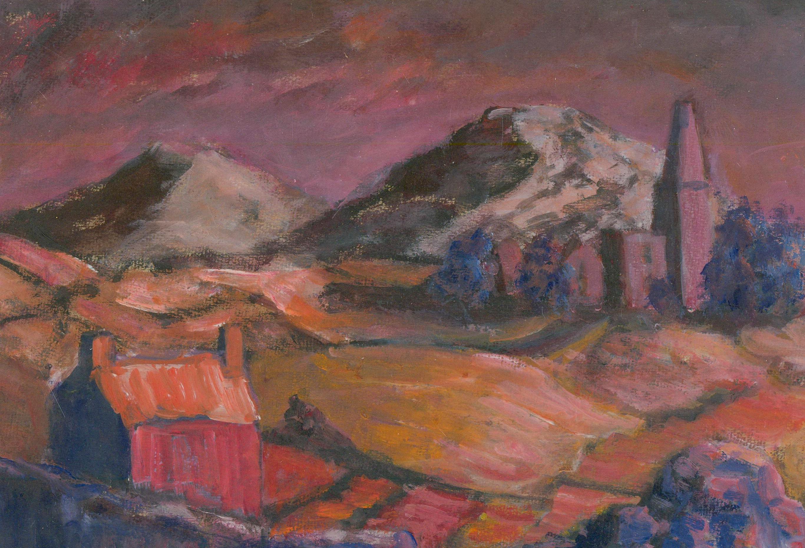 Robert Hawkins - Acrílico contemporáneo enmarcado, Mina roja - Painting de Unknown