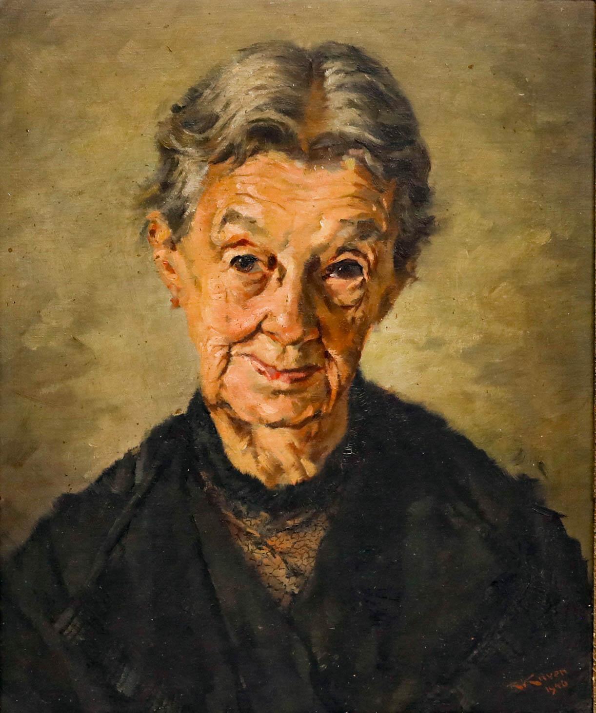 Robert Kuven (1901-1983)  - 1946 Oil, Portrait of Luise Stolz - Painting by Unknown