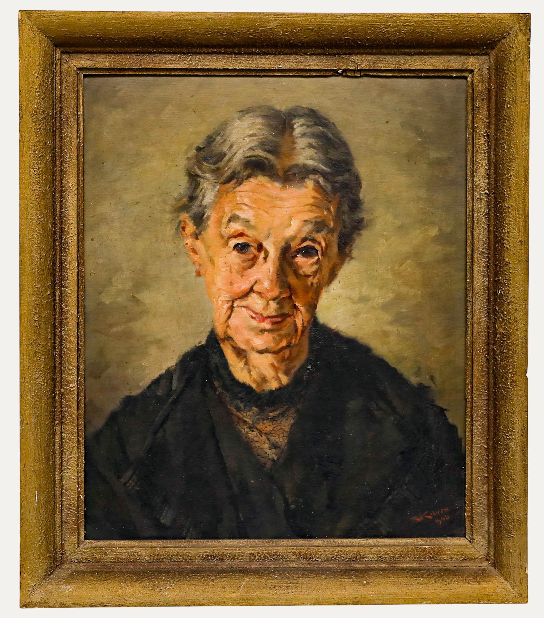 Unknown Portrait Painting - Robert Kuven (1901-1983)  - 1946 Oil, Portrait of Luise Stolz
