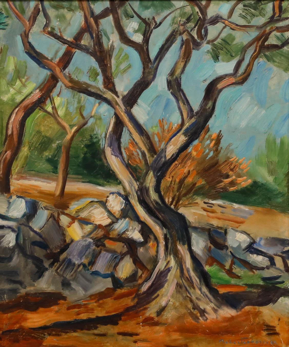 Robert Lemercier (1890-1980) - Gerahmtes Ölgemälde, Kiefernholz, Mitte des 20. Jahrhunderts – Painting von Unknown