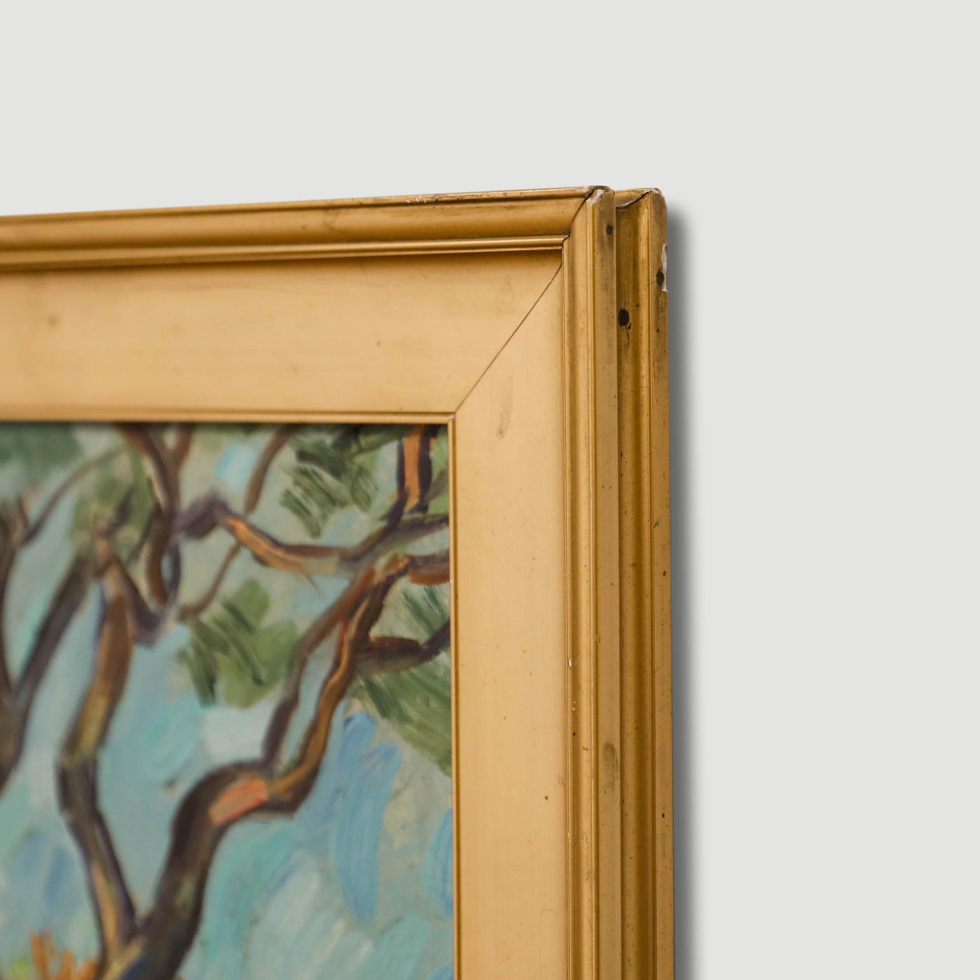 Robert Lemercier (1890-1980) - Gerahmtes Ölgemälde, Kiefernholz, Mitte des 20. Jahrhunderts im Angebot 1