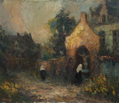 Robert Moens (1908-1977) - Mid 20th Century Oil, Nuns at the Shrine